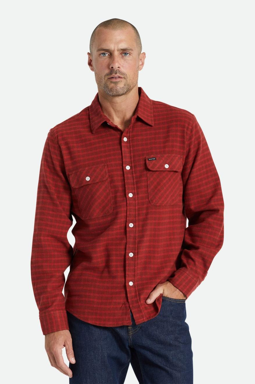 Tops Tejidos Brixton Bowery Stretch L/S Utility Hombre Rojas | 48LHAQIUX